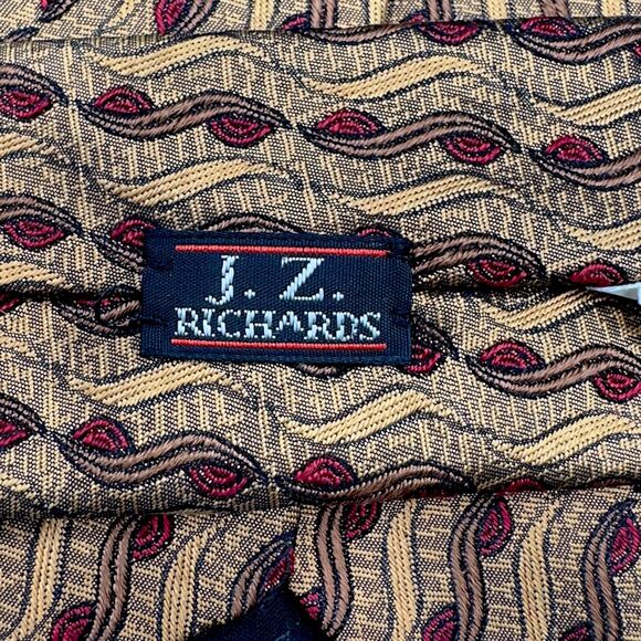 J.Z. Richards Mens Silk Dress Tie Made in Italy Gold Geometric Pattern 58 3.75 - Picture 8 of 10